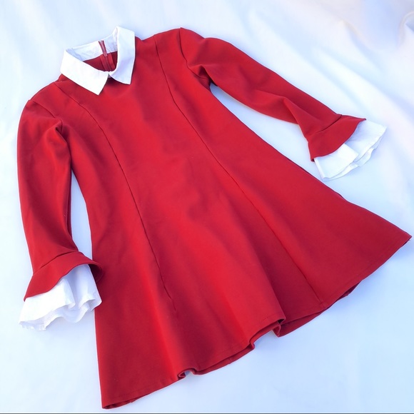 Unknown Other - Girls Red Annie Costume Dress Collar Size Medium